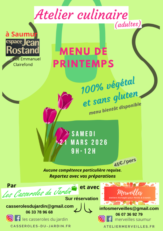 Atelier menu de fête, sans gluten et sans lactose