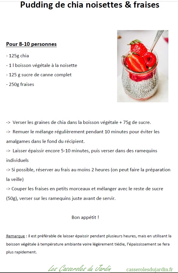 Pudding de chia noisettes/fraises