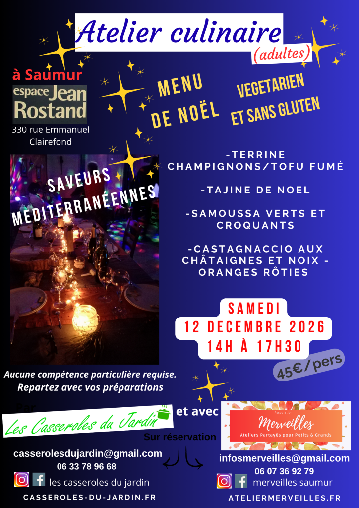 Atelier menu de fête, sans gluten et sans lactose