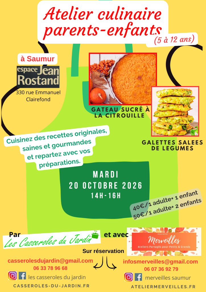 Atelier culinaire familles 1 adulte + 1 ou 2 enfant(s)